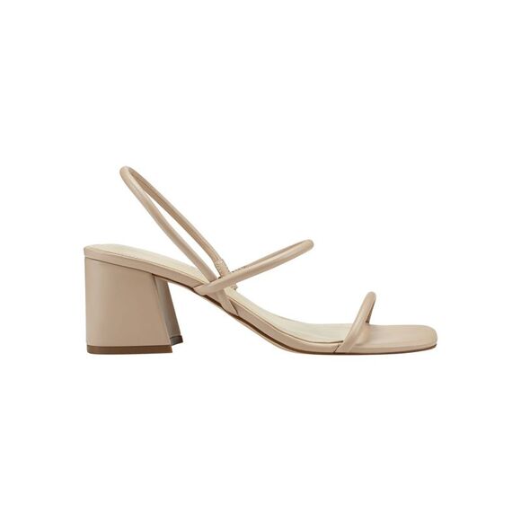 MARC FISHER Womens Beige Woven Cushioned Draya Square Toe Stiletto Slip On Leather Heeled M
